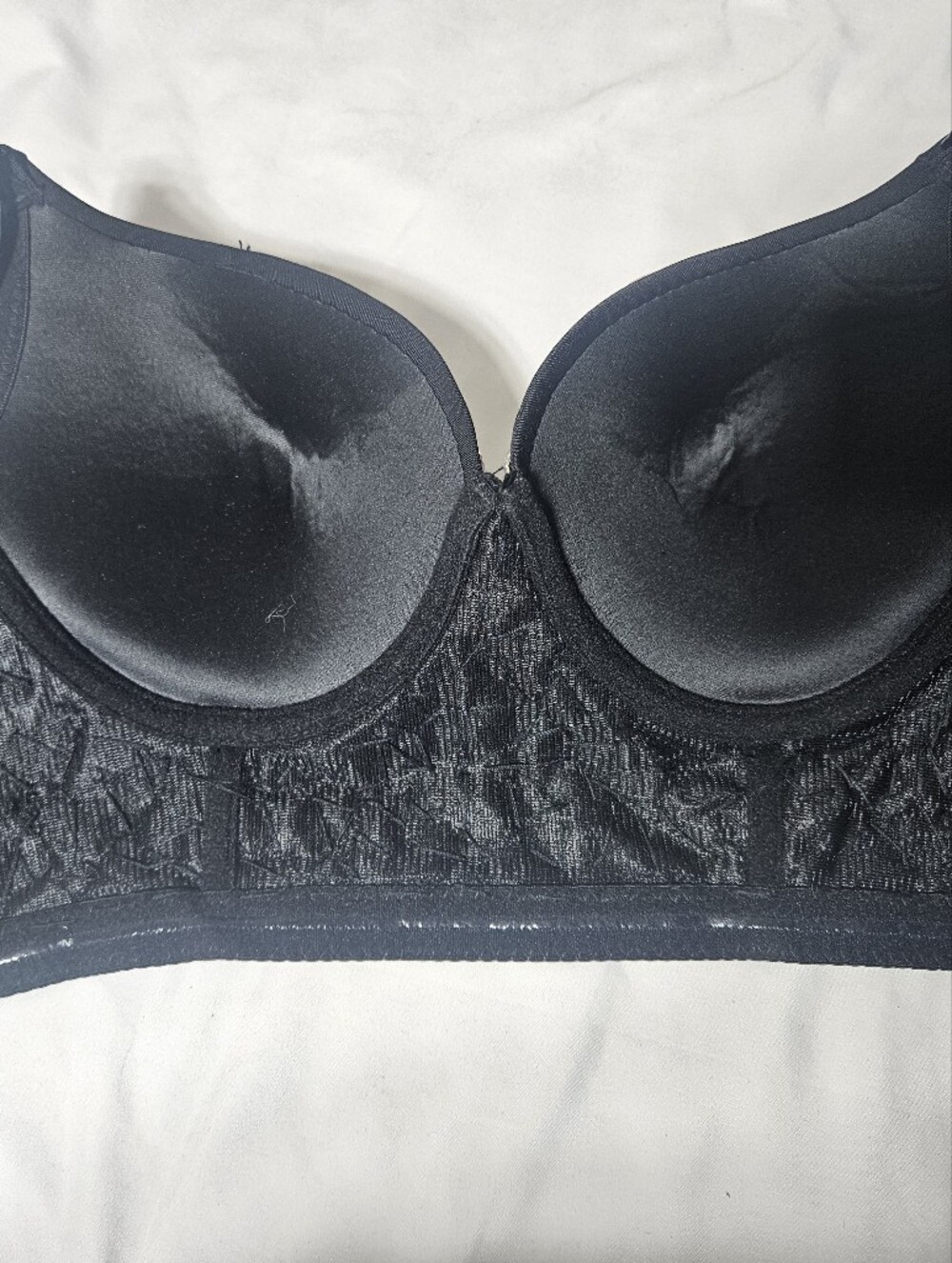 Rhinestone Crystal Bustier Crop Top Black Corset Bralette Festival Rave Clubwear - Picture 5 of 5